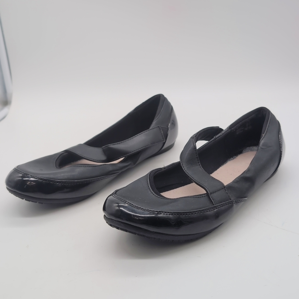 Safe T Step Sz 9.5 Black Womens Mary Jane Flats with Elastic Strap
